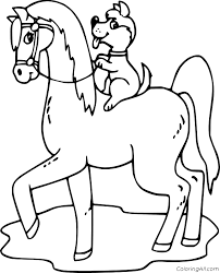 Drawing horse images and learning how to color them using different shades is a big step for a young child. Cartoon Dog Riding A Horse Coloring Page Coloringall