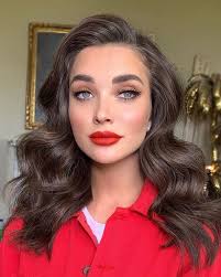 premium selena hair style ombre brown synthetic wigs for women two tones dark roots long wavy front lace wig heat resistant hair us 60 11 gracefantasy red lipstick looks hair makeup