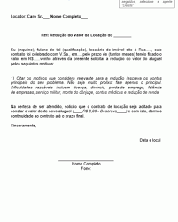 Referencia Para Uma Carta Proposta Para Reducao Valor Do Aluguel Residencial Ou Nao Residencial