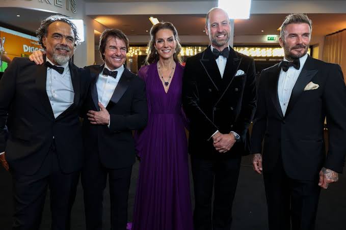 Kate Middleton dazzles as she and Prince William join Tom Cruise and Sir  David Beckham at glitzy film premiere - The Mirror