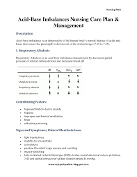 Impaired gas exchange is the state wherein there is either excess or decrease in the oxygenation of an individual. Acid Base Imbalances Nursing Care Plan Amp Management