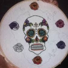 • now you can see your.pdf pattern on the screen in your browser, download it, or have it emailed to you. Wip My First Big Project Dia De Los Muertos Sugar Skull And Roses Crossstitch