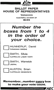 An Example Of The Tasmanian Election Ballot Australian Electoral Download Scientific Diagram