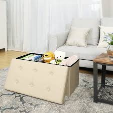 Push two or more square ottomans together to create a unique diy coffee table. Buy Songmics 30 Inches Faux Leather Folding Storage Ottoman Bench Storage Chest Footrest Coffee Table Padded Seat Beige Ulsf40m Online In Taiwan B00to6q712