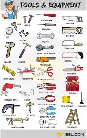 In this section, you will be able to learn the names of a variety of tools in english, which will be super useful in your day to day conversations as well as improving your understanding of what other people are saying. Tools Names Useful List Of Tools In English With Pictures 7esl
