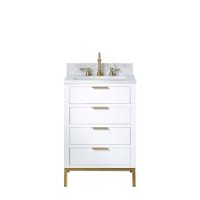 Water Creation Bristol 24 In W X 21 5 In D Vanity In Pure White With Marble Top In White With White Basin Br24a 0600pw The Home Depot Pure Products Vanity Water Creation