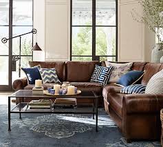 This mocha brown sectional looks really comfortable and cozy! Turner Roll Arm Leather 3 Piece L Sectional Brown Living Room Decor Leather Couches Living Room Brown Couch Living Room