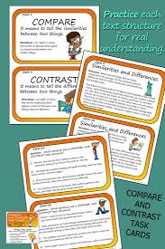 Compare And Contrast Text Structure Task Cards Task Cards Compare And Contrast Text Structure