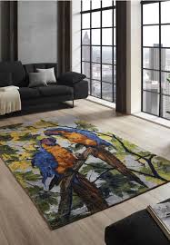 Bunter Orientteppich Mit Papageien Handgeknupfter Teppiche Orientteppich Haus Deko Lederteppiche