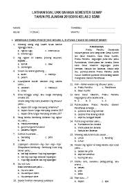 Apr 15, 2020 · soal uts bahasa jawa kelas 1 semester 2 kurikulum 2013 revisi 2017 dan 2018 ini sudah sesuai dengan kisi kisi bahasa jawa kelas 1 sd semester 2. Top Pdf Soal Ukk Bahasa Jawa Kelas 2 Sd Dan Mi 123dok Com