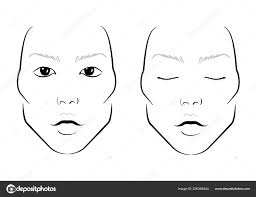 Face Chart Makeup Artist Blank Template Illustration Asian