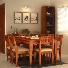 Buy Cambrey 6 Seater Cushioned Dining Set Honey Finish Online In India Wooden Street Wooden Dining Table Designs Wooden Dining Table Set Dining Table Design Modern