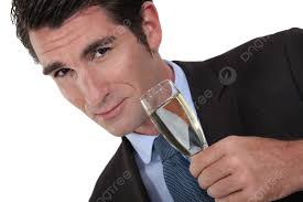 Seorang Pengusaha Meminum Sampanye Dengan Setelan Ramah Yang Menarik Foto  Latar belakang Dan Gambar Untuk Download Gratis