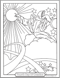 When it gets too hot to play outside, these summer printables of beaches, fish, flowers, and more will keep kids entertained. Creation Coloring Pages Bible God Made The Sun Moon And Stars