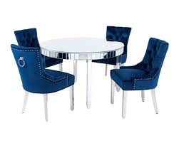 Decorating a mirrored dining table, however, it can be a challenge because you do not want to completely cover the top or shows the options that place a small flower arrangement on the dining table. Paris Mirrored Dining Table Set Silver Mirrored Dining Sets Blue Velvet Dining Chairs