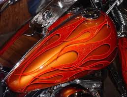 Drop Shadow Orange Flake Flames Custom Motorcycle Paint Jobs Air Brush Painting Custom Paint Motorcycle