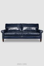 80 Sofa In Caprieze Denim Style Blue Leather With Nail Head Trim Custom Options Available From Roger Chris Blue Leather Sofa Leather Sofa Blue Leather