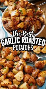 Garlic Roasted Potatoes Modernmealmakeover Com Recipe Garlic Roasted Potatoes Roasted Potatoes Seasoned Roasted Potatoes