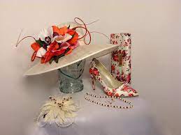Floral Fascinator Shoes Bag And Jewellery Set Floral Fascinators Floral Floral Hat