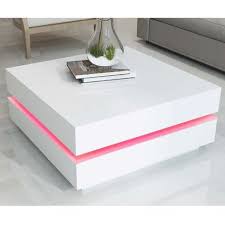 Tiffany White High Gloss Cubic Led Coffee Table Coffee Table White Centre Table Design Coffee Table