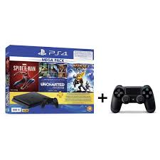 Buy Sony Ps4 Slim Gaming Console 500gb Black Dual Shock 4 Controller Spiderman Game Uncharted The Nathan Drake Collection Game Ratchet Clank Game 3 Months Playstation