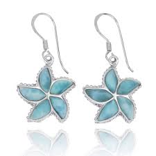 Larimar Starfish French Wire Earrings Luxgiftsngoods Com In 2020 French Wire Earrings Wire Earrings French Wire