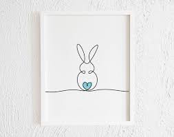 Ideal for creating your projects. Modern Bunny With Blue Heart Doodle Print Printable One Line Etsy Heart Doodle Rabbit Wall Art Bunny Tattoo Small