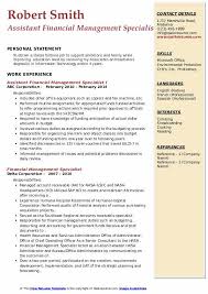 Therefore in order to take care of these activities a financial manager performs all the requisite financial activities. Financial Management Specialist Resume Samples Qwikresume