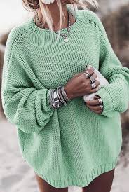Mint Green Batwing Loose Fit Long Sweater Sweaters Women Fashion Loose Fit Knit Sweater Fashion