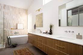 The soft hues and natural textures in this bathroom inspire joy with its connection to the outdoors. Helena Scandinavian Minimalism Skandinavisch Badezimmer Phoenix Von Iconic Design Build Houzz
