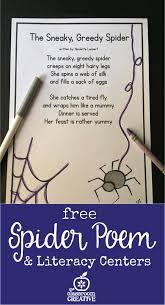 Free Spider Poems And Literacy Centers Perfect For Your Spider Unit Kids Poems Halloween Poems For Kids Preschool Songs
