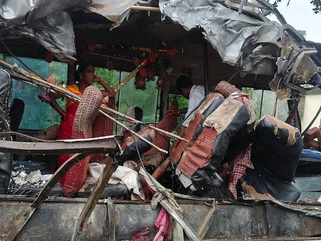 Tragedy in Madhya Pradesh: 12 devotees killed as an out-of-control truck  crashes into pilgrims near Sheetla Mata Temple in Gwalior during Navratri.