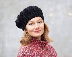 One of the many advantages of knitting a chunky knit hat pattern is that it works up super fast. Black Knit Beret Women French Beret Hat Wool Black Beret Etsy