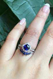 Royal Blue Sapphire Bridal Set In White Gold By La More Design Blue Sapphire Wedding Band Sapphire Wedding Band Diamond Wedding Bands