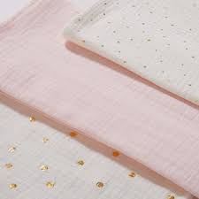 3 Hydrofiele Luiers Van Wit En Roze Katoen Bird Song Maisons Du Monde Lange Bebe Coton Blanc Bebe