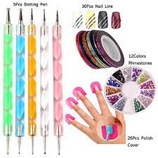 Loveourhome Nail Art Tools Equipment Nail Rhinestones Decorations Dotting Pen Sticker Decal Polish Protector Holder Nail Art Kit Rhinestone Nails Nail Stamper