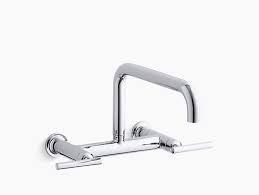 Your kitchen requires a wall mount kitchen faucet to help with the washing. K 7549 4 Purist Wall Mount Bridge Faucet Kohler