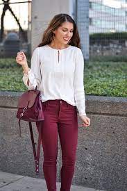 Fall Blouse And Burgundy Pants Work Wear Work Wear Style Work Outfit Fall Work Wear Outfit Workwear Fall Workwear Fashion Womens Winter Fashion Outfits