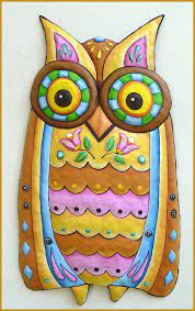 Painted Metal Owl Wall Hanging Metal Wall Decor Metal Art Etsy Owl Wall Art Funky Wall Art Handcrafted Art