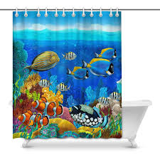 Shower curtain measures 72 x 72 inches. Polyester Waterproof Fabric Colorful Coral Reef Tropical Fish Shower Curtain Set Bathroom Supplies Accessories Shower Curtains