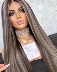 Icy-Ombre Smoky With Icy Blonde Silky Straight Lace Front Human Hair W