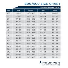 Propper Bdu Size Chart Www Bedowntowndaytona Com