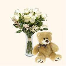 We also have custom delivery services such as midnight cake delivery for birthdays, and also provide fixed time delivery, same day delivery of flowers, gifts and cakes, teddy bear for any occasions. Cuenca Pack 12 White Roses Teddy Bear Delivery Pack 12 White Roses Teddy Bear Flower Delivery Cuenca Online Florist Cuenca