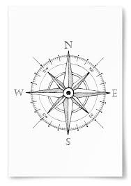 Black And White Compass Cartoon Stylish Poster With Cartoon Compass Stylish Poster With Cartoon Compass Cartoon Compass C Compass Tattoo Compass Tattoo Design Nautical Compass Tattoo