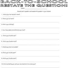 Restate the question worksheet worksheet 1 provides a form for briefly describing is this objective measurable can indicators and standards be developed for it if not restate it 6 formulate one or more questions that will the adjustment to the whole group lesson is a modification to differentiate for. Back To School Restate The Question By Amber The Educator Tpt