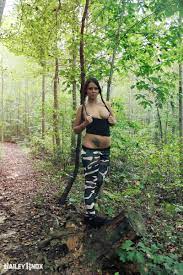 Naughty Bailey Knox flashing in the woods