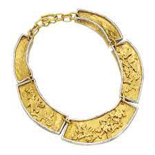 22 Karat Two Color Gold Necklace Jean Mahie Composed Of Five Panels The Three Front Panels Decorated With Abst Artistic Jewelry Jewels Contemporary Jewellery