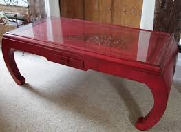 Chinese oriental black lacquer coffee table with dragon design. Vintage Shabbie Chic Red Painted Chinese Coffee Table Vintage Forever