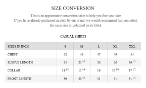 Size Guide Brumano Pakistan