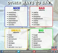 If your brain is churning out. Thesaurus Nice Bad Small Big Other Ways To Say Learn English English Vocabulary